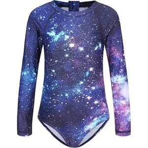 Kids‎ Swimsuit Galaxy Print Long Sleeve One Piece Swimwear Size 13/14